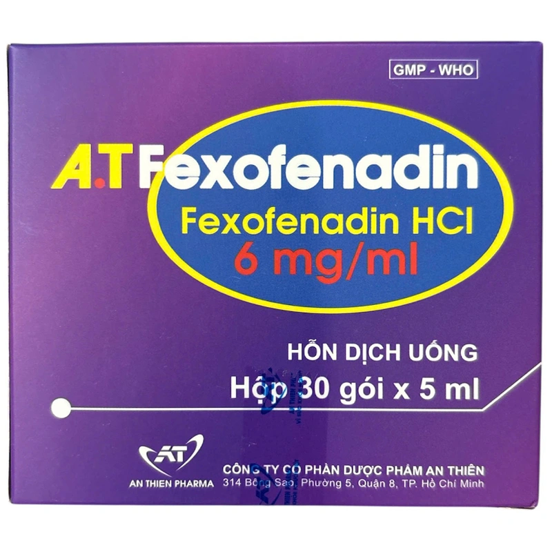 Hỗn dịch uống A.T Fexofenadin 30mg/5ml trị viêm mũi dị ứng, mày đay (30 gói x 5ml) - 1